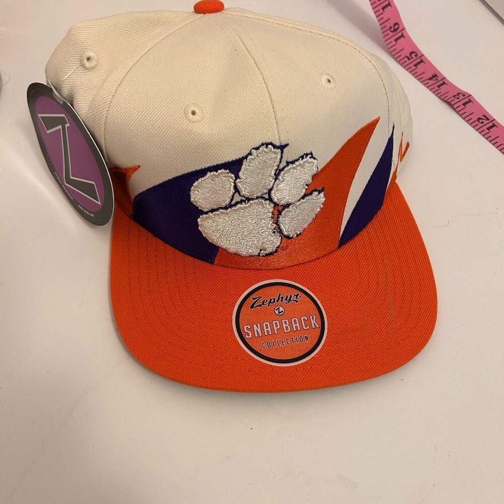 Zephyr Snapback Hat | Clemson Tigers Embroidered Paw Logo | Orange & White | NWT